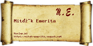 Miták Emerita névjegykártya